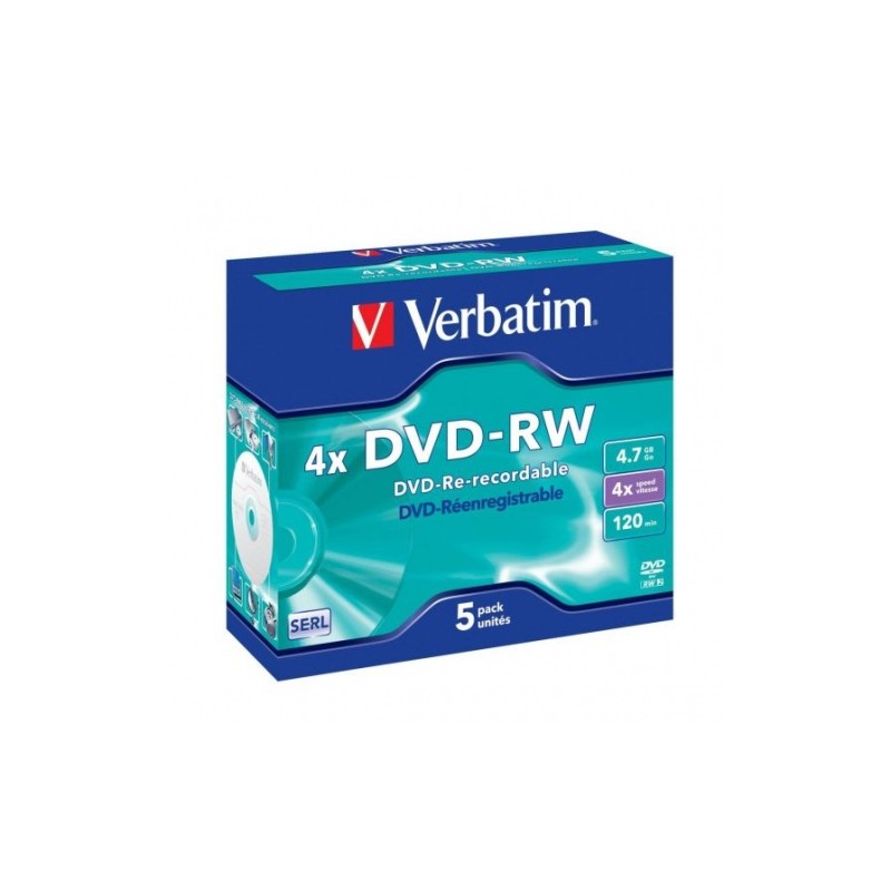 Verbatim DVD+RW, 4x, 4.7GB, 5vnt (43285)