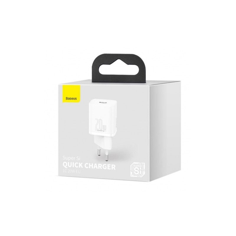 Įkroviklis Baseus CCSUP-B02 Super Si 1C USB-C 20W Quick Charge 3.0, Power Delivery, baltas