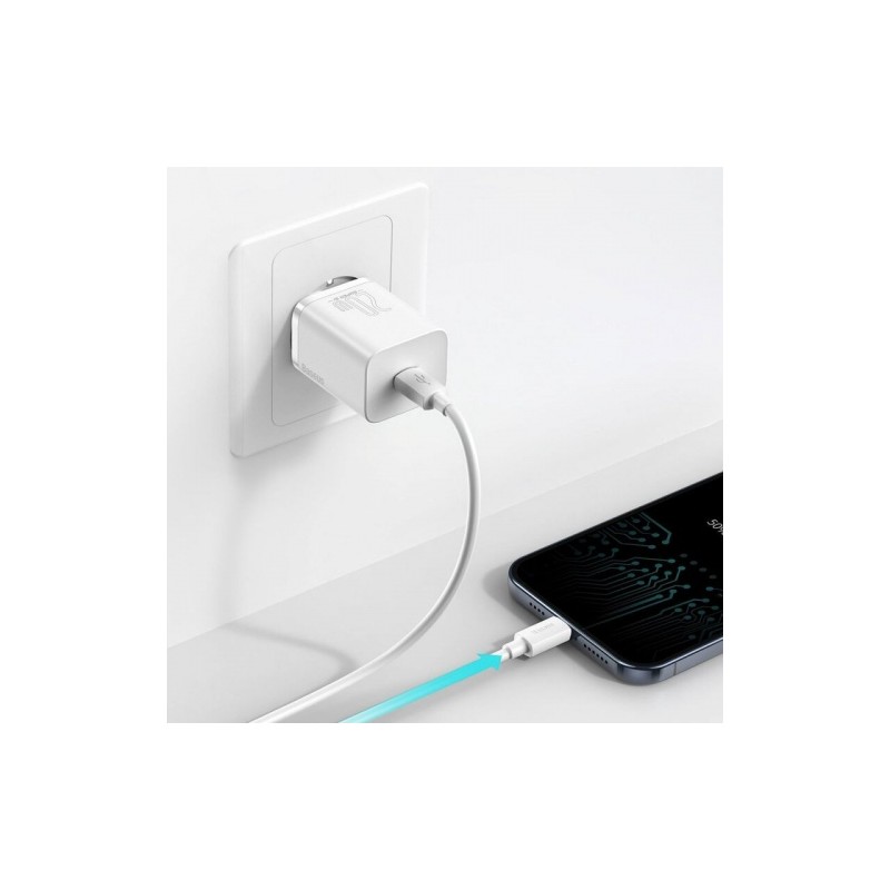 Įkroviklis Baseus CCSUP-B02 Super Si 1C USB-C 20W Quick Charge 3.0, Power Delivery, baltas