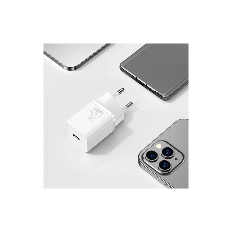 Įkroviklis Baseus CCSUP-B02 Super Si 1C USB-C 20W Quick Charge 3.0, Power Delivery, baltas