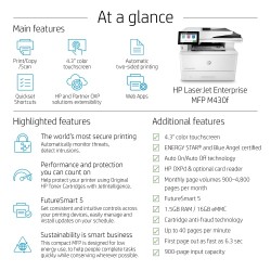 HP LaserJet Enterprise MFP M430f Spausdintuvas lazerinis B/W A4 40 ppm 33.6 Kbps USB Ethernet LAN