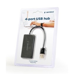 Gembird UHB-U2P4-04 USB Šakotuvas, USB 2.0 480 Mbit/s, Juoda