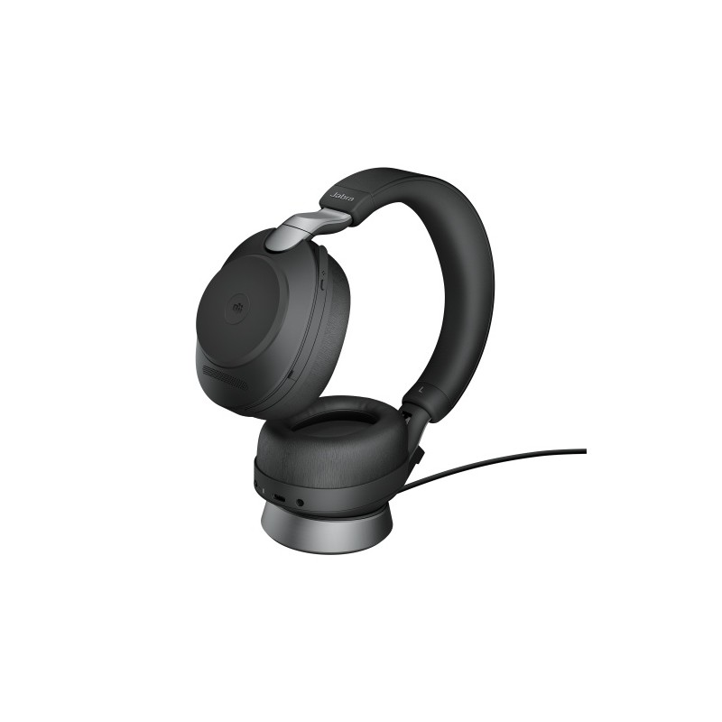 Jabra Evolve2 85 MS Stereo Laidinės/Belaidės ausinės, Bluetooth, USB-A, Charging Stand, Juoda