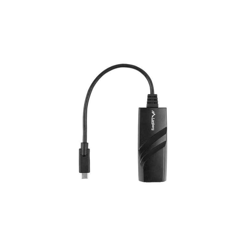 Lanberg NC-1000-02 Adapter Lan Card Cable Card, USB-C to RJ45, Black