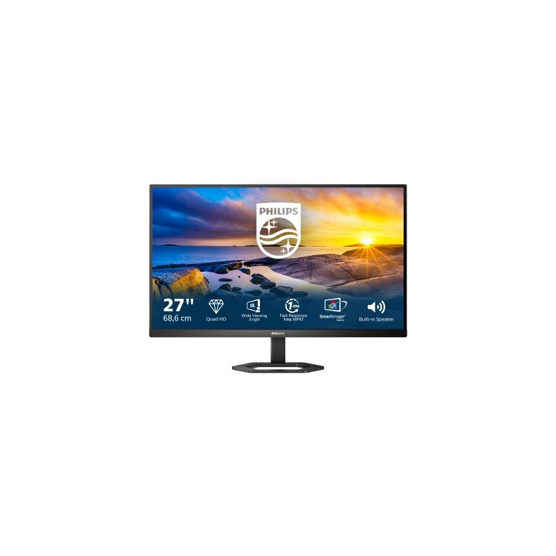 Philips 5000 series LED Monitorius 27'' (68.6cm) VA LCD, QHD 2560x1440, 4ms, 350 cd/m2, 75Hz, Juoda