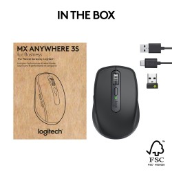 Logitech MX Anywhere 3S for Business Belaidė pelė, RF Wireless + Bluetooth, 8000 DPI, Graphite
