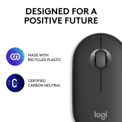 Logitech Pebble 2 M350s Belaidė pelė, RF Wireless + Bluetooth, 4000 DPI, Tonal Graphite