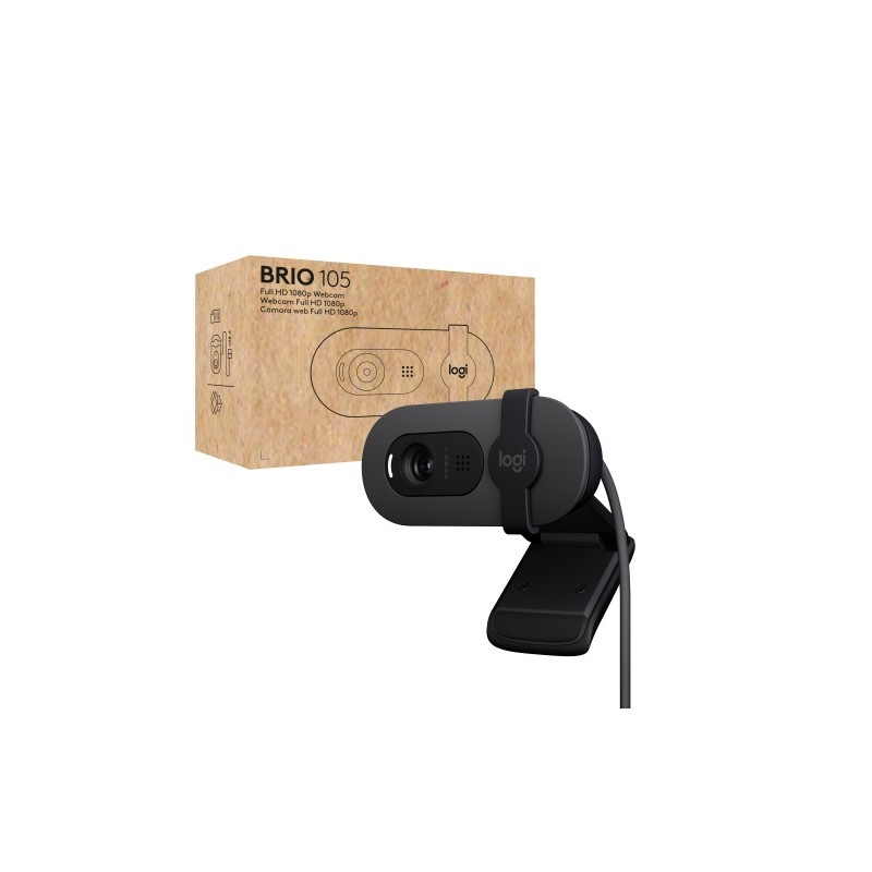 Logitech Brio 105 Verslo Internetinė kamera, 2 MP, FHD 1080p, USB-A, Juoda