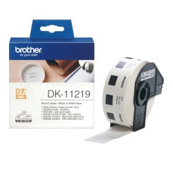 Brother DK-11219 (DK11219) Round Labels, Black on White, 12 mm, 1200 labels per roll