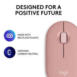 Logitech Pebble 2 M350s Belaidė pelė, RF Wireless + Bluetooth, 4000 DPI, Tonal Rose
