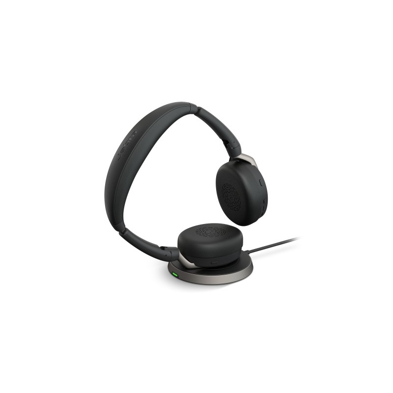 Jabra Evolve2 65 Flex MS Stereo Link380c Belaidės ausinės Bluetooth, USB-C, Wireless Charging, Juoda