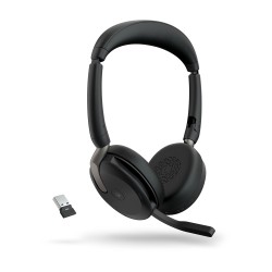 Jabra Evolve2 65 Flex MS Stereo Link380a Belaidės ausinės Bluetooth, USB-A, Juoda