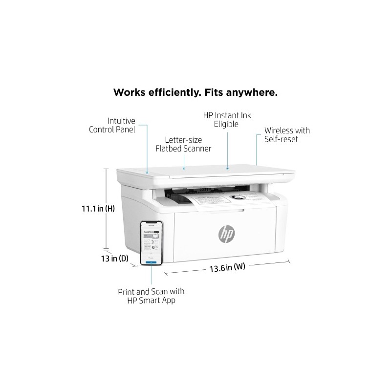 HP LaserJet MFP M140w Spausdintuvas lazerinis nespalvotas MFP A4 20 ppm USB Wi-Fi Bluetooth