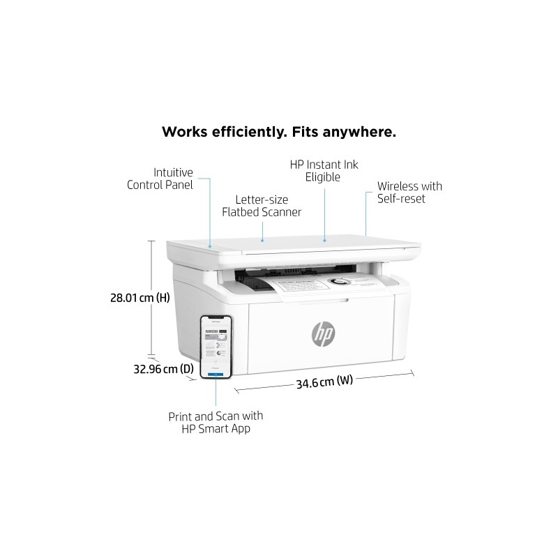 HP LaserJet MFP M140w Spausdintuvas lazerinis nespalvotas MFP A4 20 ppm USB Wi-Fi Bluetooth