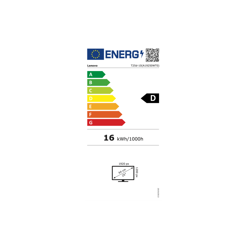 Monitorius LENOVO ThinkVision T25d-10 25 inch FHD 16:10 IPS HDMI DP VGA 300nits