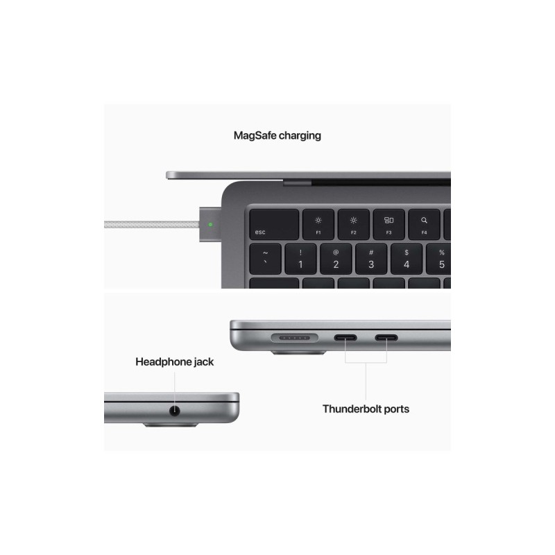 Apple MacBook Air Nešiojamas kompiuteris 13.6'' M2 8 Core CPU, 8 GB RAM, 256GB SSD, Space Gray