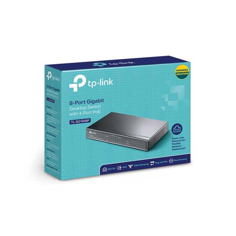 TP-Link TL-SG1008P 8-Port Gigabit Desktop Šakotuvas su 4-Port PoE+