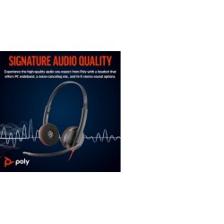 Poly Blackwire 3220 Stereo Laidinės ausinės, USB-C, USB-C/A Adapter, Juoda