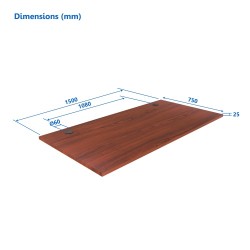 Stalviršis (LMDP) Up Up, tamsaus riešuto 1500x750x25mm (SPEC)