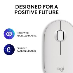 Logitech Pebble 2 M350s Belaidė pelė, RF Wireless + Bluetooth, 4000 DPI, Tonal White