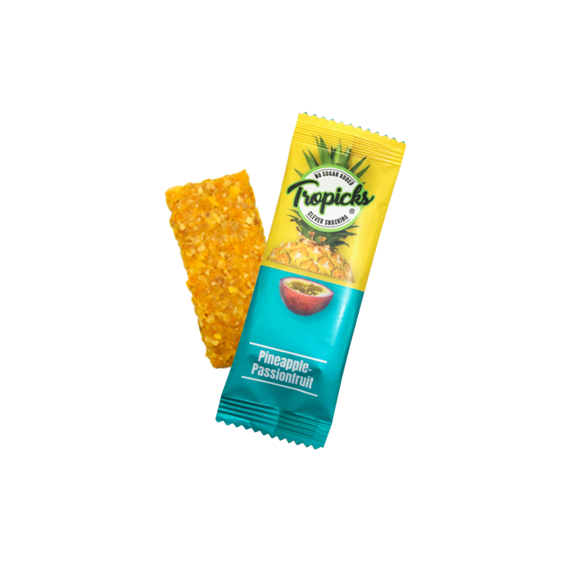Tropicks Džiovintų ananasų, pasiflorų batonėlis, 20 g 20 (pcs)