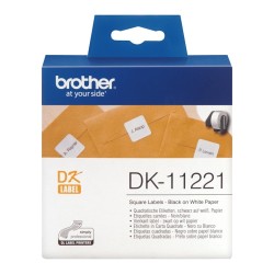 Brother DK-11221 (DK-11221) Square Labels, Black on White, 23 mm, 1000 labels per roll