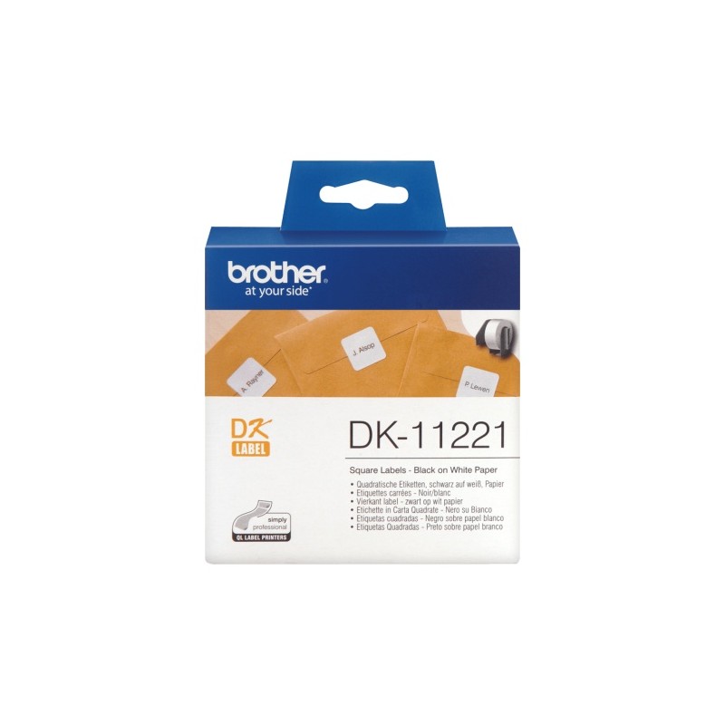 Brother DK-11221 (DK-11221) Square Labels, Black on White, 23 mm, 1000 labels per roll