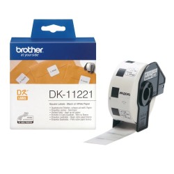 Brother DK-11221 (DK-11221) Square Labels, Black on White, 23 mm, 1000 labels per roll