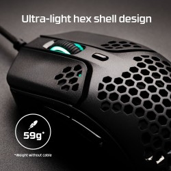 HyperX Pulsefire Haste Laidinė žaidimų pelė, 16000 DPI, RGB Lighting, Juoda