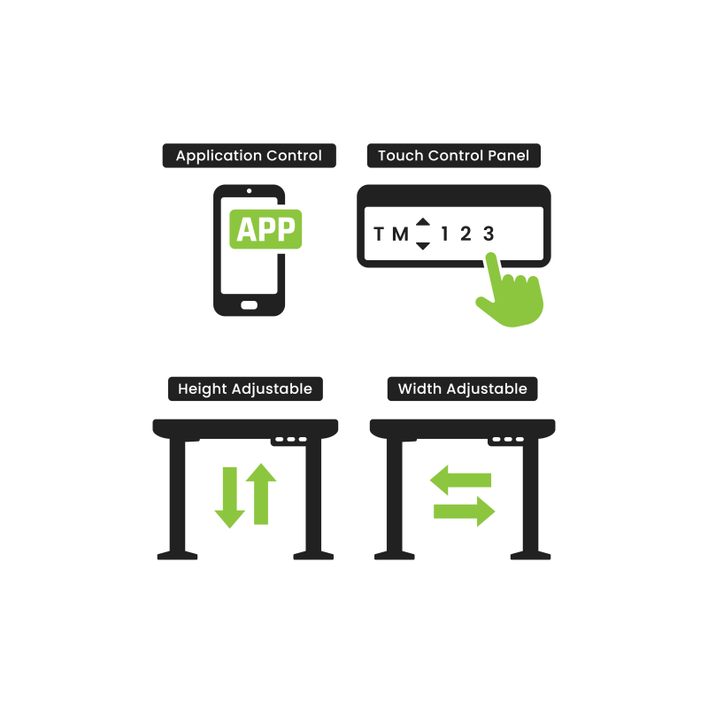 Reguliuojamo aukščio stalas Up Up Bjorn Baltas, Stalviršis L Juodas