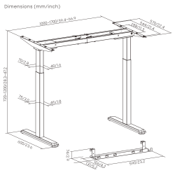 Reguliuojamo aukščio stalas Up Up Bjorn Baltas, Stalviršis L Juodas