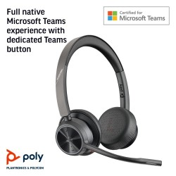 Poly Voyager 4320 MS Teams Belaidės ausinės, Bluetooth, USB-A, +BT700 dongle, Juoda