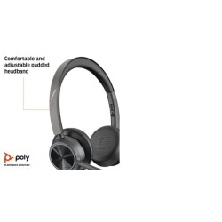 Poly Voyager 4320 MS Teams Belaidės ausinės, Bluetooth, USB-A, +BT700 dongle, Juoda