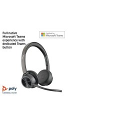 Poly Voyager 4320 MS Teams Belaidės ausinės, Bluetooth, USB-A, +BT700 dongle, Juoda