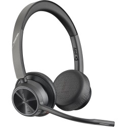 Poly Voyager 4320 MS Teams Belaidės ausinės, Bluetooth, USB-C, +BT700 dongle, +Charging Stand, Juoda