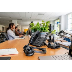 Poly Voyager 4320 MS Teams Belaidės ausinės, Bluetooth, USB-C, +BT700 dongle, +Charging Stand, Juoda