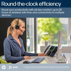 Poly Voyager 4320 MS Teams Belaidės ausinės, Bluetooth, USB-C, +BT700 dongle, +Charging Stand, Juoda
