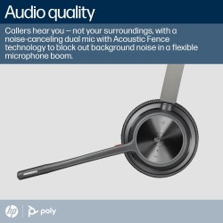 Poly Voyager 4320 MS Teams Belaidės ausinės, Bluetooth, USB-C, +BT700 dongle, +Charging Stand, Juoda