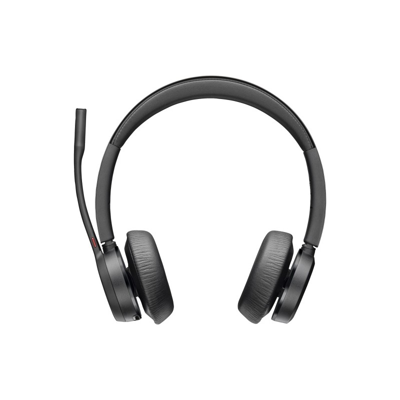 Poly Voyager 4320 MS Teams Belaidės ausinės, Bluetooth, USB-C, +BT700 dongle, +Charging Stand, Juoda