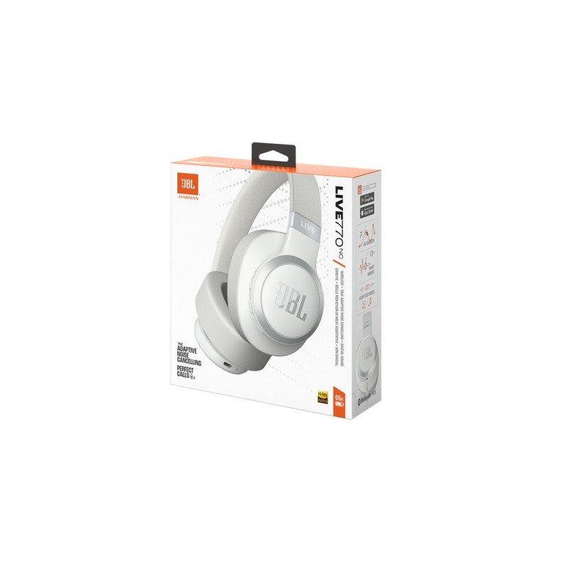 JBL Live 770NC Belaidės/Laidinės ausinės, Bluetooth, 3.5mm jack, Balta