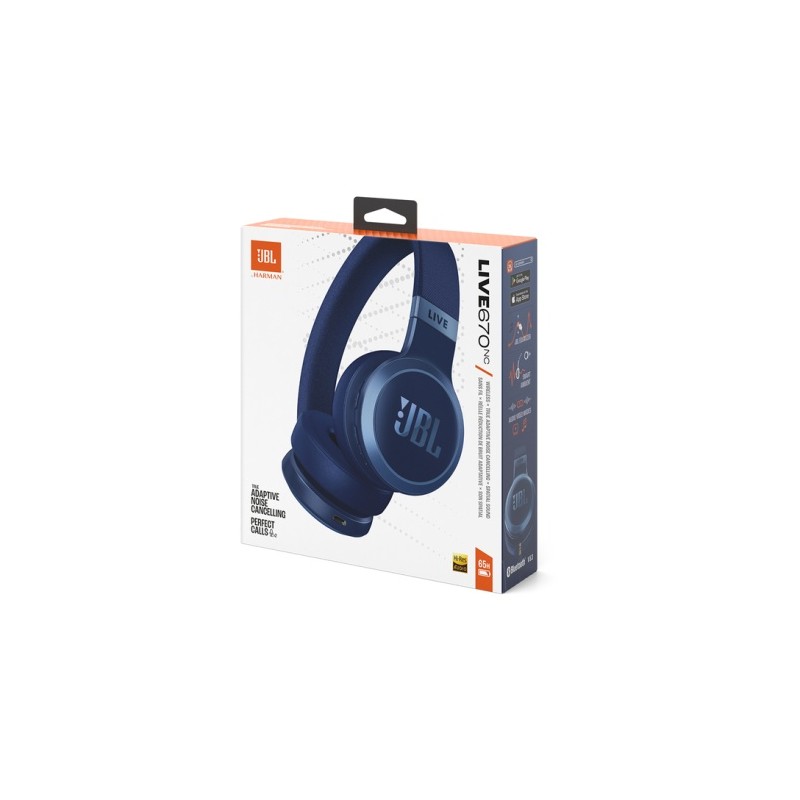 JBL Live 670NC Belaidės ausinės, Bluetooth, 3.5mm jack, Mėlyna