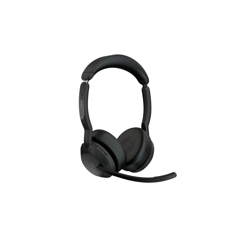 Jabra Evolve2 55 MS Stereo Link380a Belaidės ausinės Bluetooth USB-A, Charging Stand, Juoda