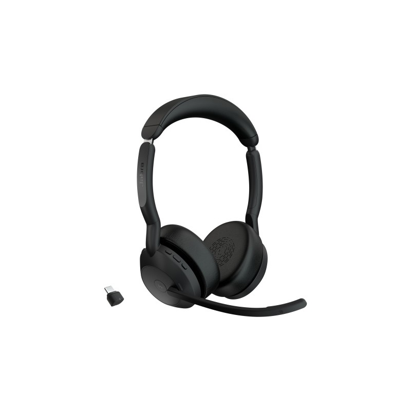 Jabra Evolve2 55 Link380c MS Stereo Belaidės ausinės Bluetooth USB-C, Juoda