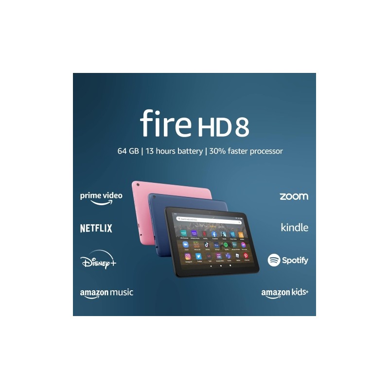 Amazon Fire HD 8 (2022 release) Planšetinis kompiuteris 8'', 2GB RAM, 64GB ROM, Wi-Fi, Denim