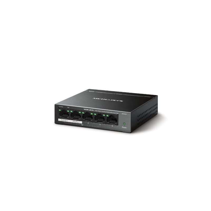 Mercusys MS105GP 5-Port Gigabit Desktop Šakotuvas su 4-Port PoE+