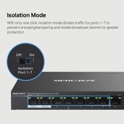 Mercusys MS108GP 8-Port Gigabit Desktop Šakotuvas su 7-Port PoE+