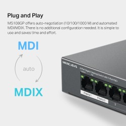 Mercusys MS108GP 8-Port Gigabit Desktop Šakotuvas su 7-Port PoE+