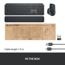 Logitech MX Keys Combo for Business Gen 2 Belaidė klaviatūra + pelė +Atrama riešui, US Int, Graphite