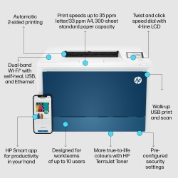 HP Color LaserJet Pro 4202dw Spausdintuvas lazerinis spalvotas A4 33 ppm USB Wi-Fi Ethernet LAN BT