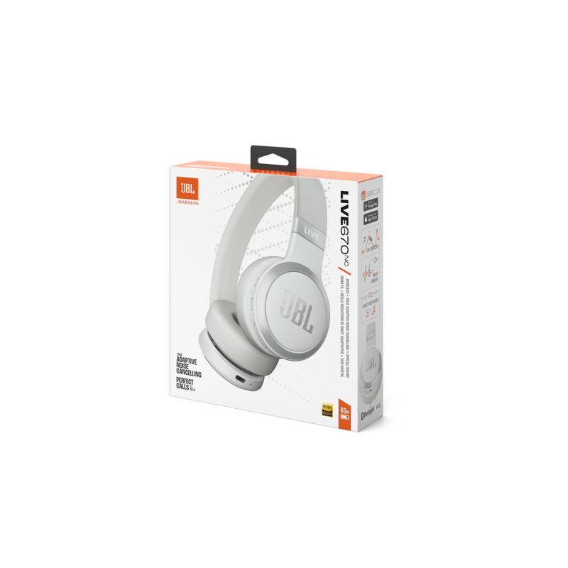 JBL Live 670NC Belaidės ausinės, Bluetooth, 3.5mm jack, Balta